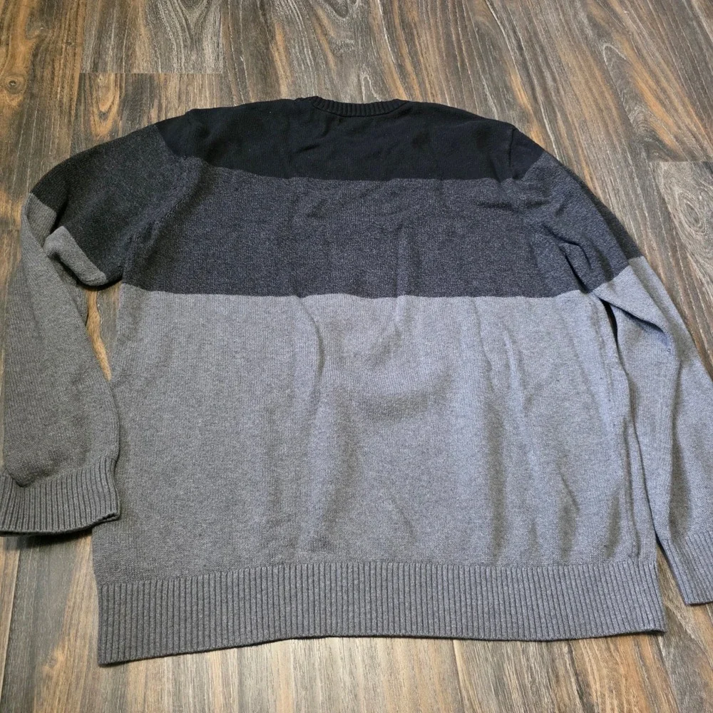 Banana Republic Mens XL Colorblock Crewneck Sweater Gray Black Cotton Wool Blend